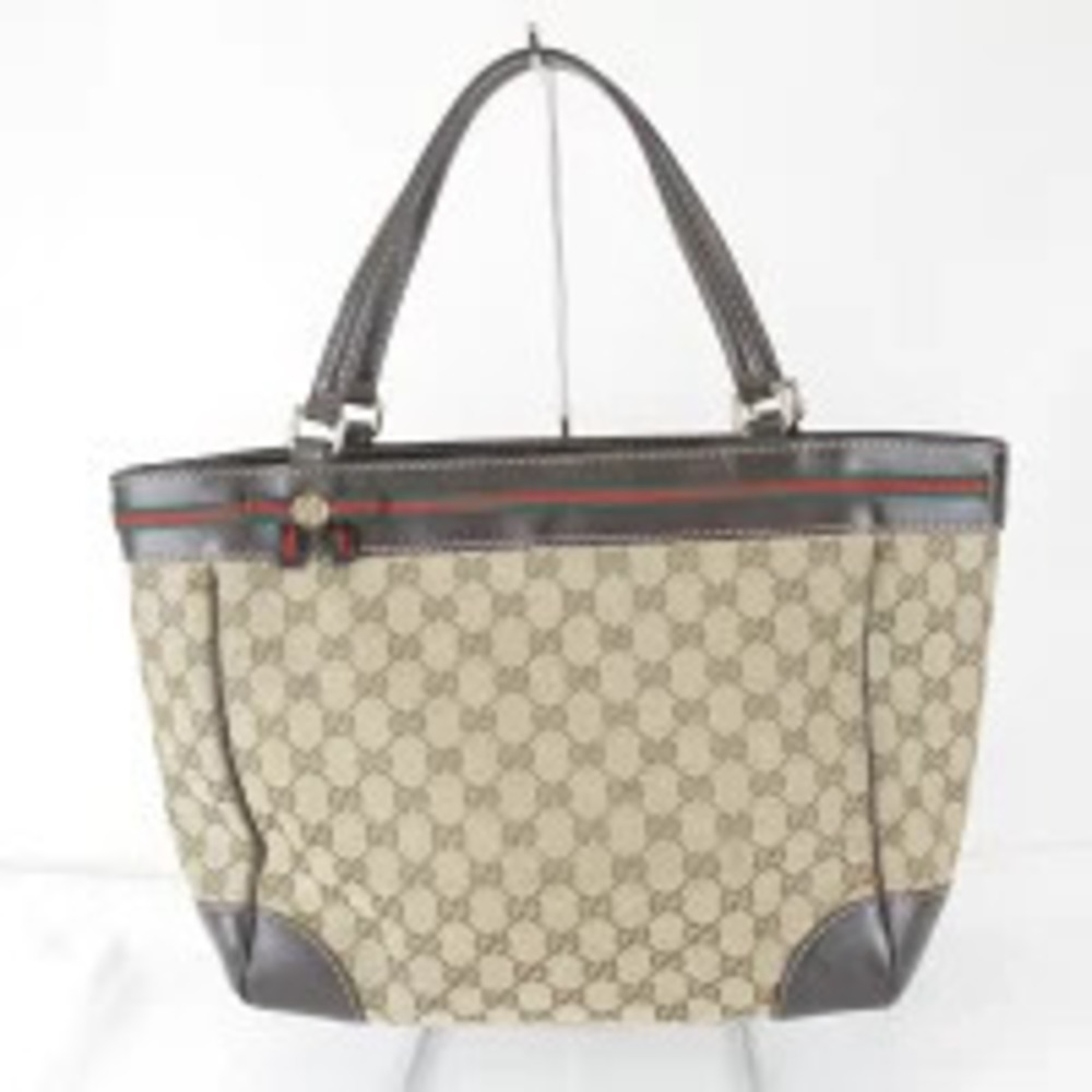 Gucci Tote Bag GG Canvas Leather Brown